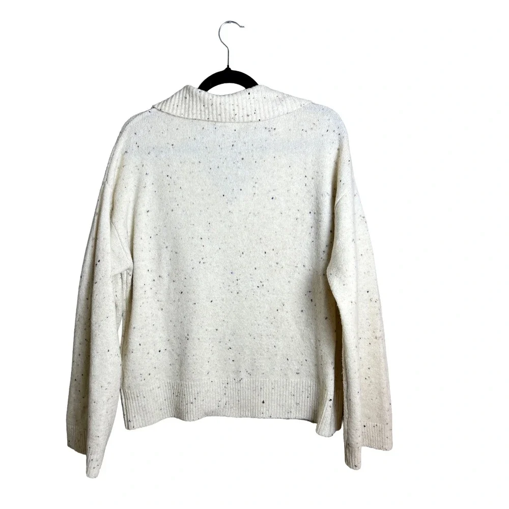 C&C California Confetti Knit V‎ Neck Sweater Cream Women XL